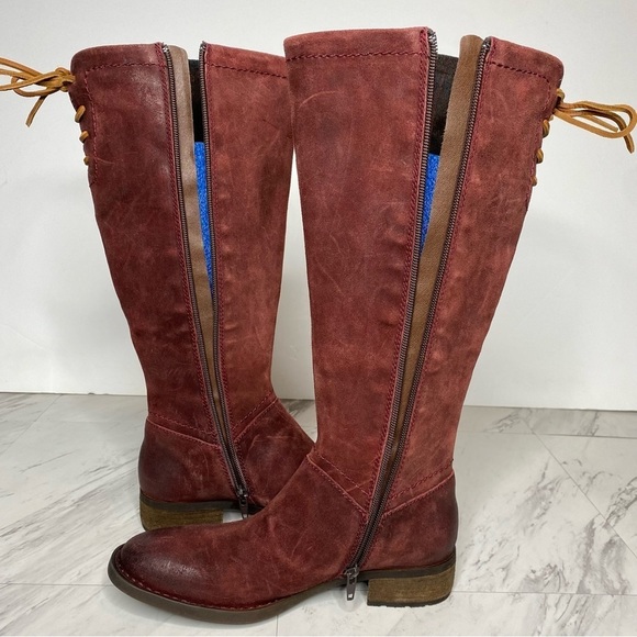 New! Born Hayden Red Distressed Suede Tall Boot 6 1/2 M - Picture 6 of 14